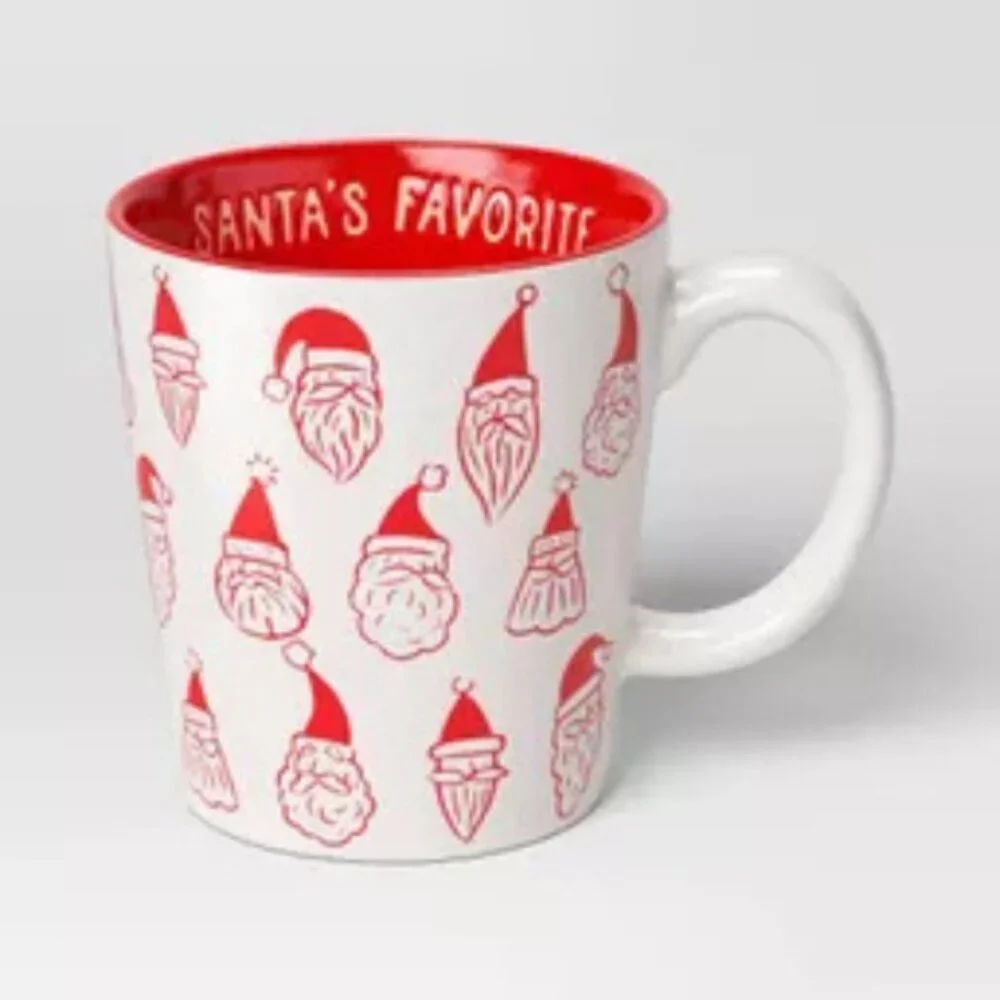 Christmas Santa Mug 16oz Stoneware Red White Holiday Coffee Cup Gift